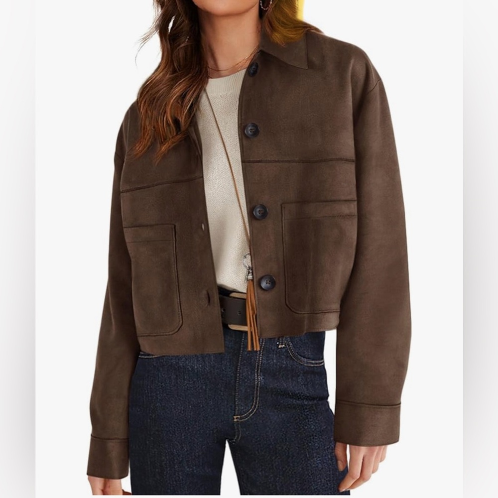 PrettyGarden Women's Suede Brown Jacket